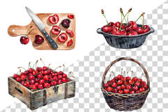 Cherry | Watercolor fresh citrus fruit farm harvest png Clip Product Image 3