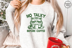 No Talky Before Coffee Funny Cat Meme|Adult Humor|Cat Lover Product Image 3