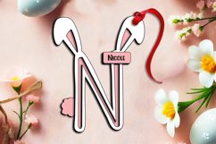 Easter Ornament Laser Letter N Basket Tag SVG Bunny Tail Product Image 3