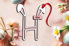 Laser cut SVG Letter H Easter Basket Tag Ornament Bunny Tail Product Image 3