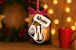 SVG Letter W Sock Laser Christmas Ornament Alphabet Monogram Product Image 3