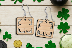 Four-leaf Clover Earrings St Patrick Day SVG Luck Laser Gift Product Image 3