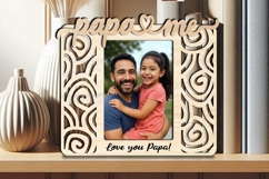 SVG Papa and Me Abstract Design Photo Frame Gift Laser Child Product Image 3