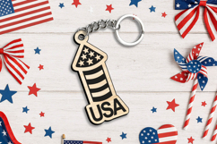 Freedom Fireworks 4th July Keychain Laser SVG Gift Present Product Image 3