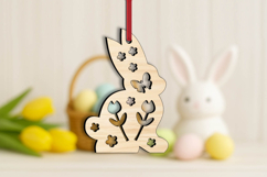 Bunny Flower Easter SVG Laser Ornament Present Rabbit Gift Product Image 3