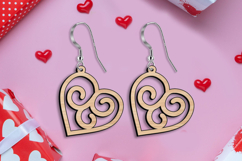 SVG Valentine Love Heart Swirls Earrings Laser Gift Romantic Product Image 3