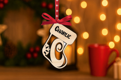 SVG Letter C Christmas Sock Ornament Monogram Laser Alphabet Product Image 3