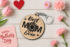 SVG Mothers Day Keychain Flower Best Mom Gift Laser Holiday Product Image 3