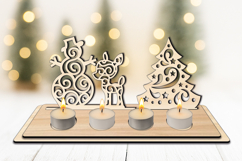 Snowy Winter Pattern Christmas Candles Holder SVG Laser Gift Product Image 2