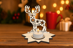 Christmas Deer SVG Holiday Candle Holder Tree Star Base Gift Product Image 3