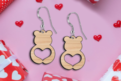SVG Valentine Bear Heart Earrings Laser Love gift Romantic Product Image 3