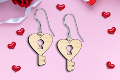 Valentine Key Shape Earrings Love gift SVG Laser Romantic Product Image 2