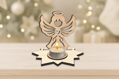 SVG Laser Angel Star Desgin Candle Holder Christmas Holiday Product Image 3