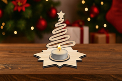Christmas Tree Star Candle Holder SVG Holiday Laser Decor Product Image 4