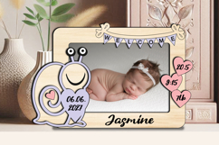 SVG Snail Laser Baby Photo Frame Gift Board Newborn Picture Product Image 3