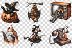 Retro Halloween | Watercolor Vintage Ghost Monster PNG Witch Product Image 3