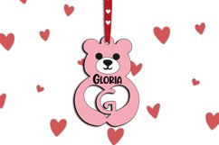 Letter G Valentine Day Love Bear Gift Laser Alphabet SVG Product Image 3