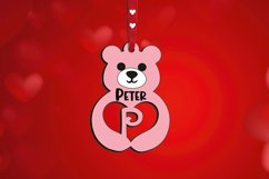 Letter P Gift Love Bear SVG Valentines Day Laser Alphabet Product Image 3