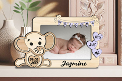 Elephant Baby Photo Frame Board Newborn Picture SVG Present Product Image 2