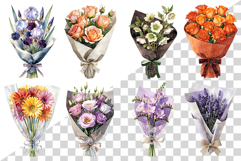 Watercolor Flower Bouquet Clipart | Roses Peonies Tulips PNG Product Image 3