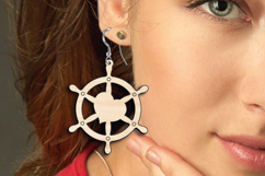 SVG Ocean Ship Helm Sea Pattern Earrings Laser Gift Maritime Product Image 3