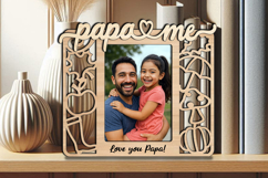 Autumn SVG Papa and Me Frame Photo Kids Laser Rain Boot Gift Product Image 3