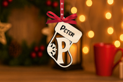 Letter P Laser SVG Alphabet Sock Christmas Ornament Monogram Product Image 3