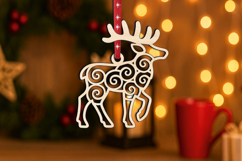 Christmas Ornament SVG Moose Holiday Winter Pattern Laser Product Image 3