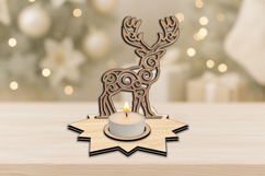 Deer Stag Holiday Candle Holder SVG Christmas Tree Star Gift Product Image 2