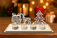 SVG Christmas Candles Holder Festivities Elements Laser Gift Product Image 3