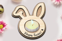 Easter Bunny Ears Tea Candle Holder Present SVG Laser Rabbit Product Image 3