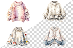 Girl's Winter Sweaters | watercolor clipart cute knit lace Product Image 3