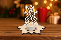 Christmas Snowman SVG Holiday Candle Holder Star Base Laser Product Image 4