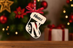Laser SVG Sock Christmas Letter N Ornament Monogram Alphabet Product Image 3
