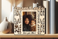 SVG Mom and Me Hearts Photo Frame Laser Gift Present Home Product Image 3