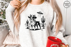Vintage Boston Terrier Cowboy Retro Western Dog Doxie UFO Product Image 3