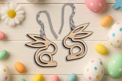 Bunny Easter Earrings Laser SVG Holiday Gift Accessory Her Product Image 3