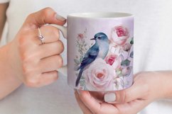 Watercolor Bird and Roses Mug Sublimation 11oz &amp; 15oz Product Image 3