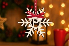 Alphabet SVG Christmas Letter P Ornament Laser Gift Holiday Product Image 3