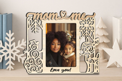 Snowman Deer Christmas Mom and Me SVG Photo Frame Laser Gift Product Image 3