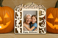 SVG Halloween Grandma Photo Frame Laser Spooky Gift Present Product Image 3