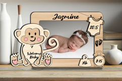Monkey Baby Photo SVG Newborn Frame Laser Home Decor Sign Product Image 3