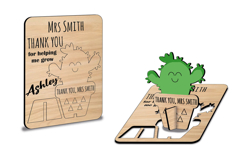 3D Pop-up Teacher Gift Cactus Card SVG Laser Appreciation Product Image 3