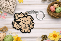 Spring Bird Nest Eggs Keychain Laser SVG Gift Accessory Product Image 3