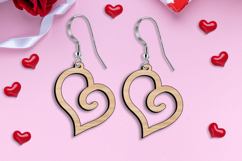 SVG Valentine Swirl Heart Earrings Laser Love gift Romantic Product Image 3
