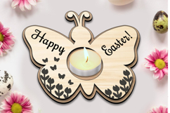 Easter Tea Candle Holder Present Gift SVG Laser Butterfly Product Image 3