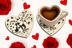 Love Cats Heart Valentine Day Coaster SVG Laser SVG Romantic Product Image 3