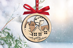 Merry Christmas Ornament Santa Claus Winter House SVG Laser Product Image 3