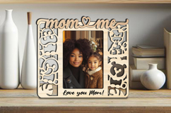 Animals Mom and Me SVG Photo Frame Laser Giraffe Lion Hippo Product Image 3