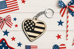 Heart Amercian Banner 4th of July Keychain Laser SVG Gift Product Image 3